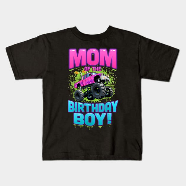 Womens Monster Truck Mom Of The Birthday Boy Kids T-Shirt by Zoe Hill Autism